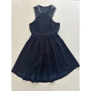 BCBGeneration Navy Sleeveless Lace Accent Dress